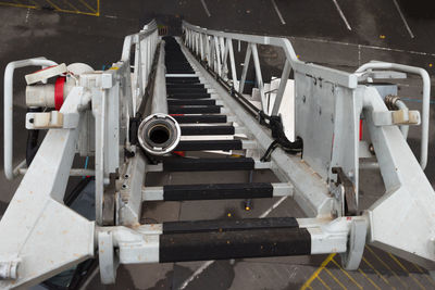 Close-up of fire engine ladder