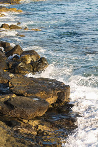 Close-up of rocks at shore