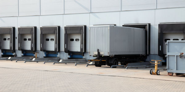 Truck at logistic center