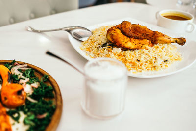 High angle view of middle eastern food on a plate