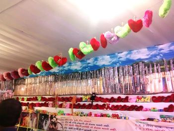 Low angle view of colorful lanterns