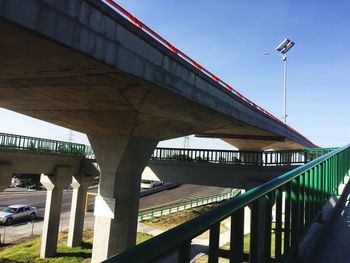 Low angle view of bridge against clear sky