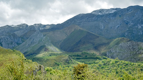 Mountain landscape of cares trekking route, asturias