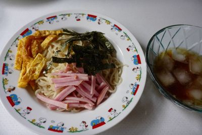 Close-up of food in plate on table