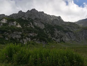 Scenic view of rocky mountains against sky