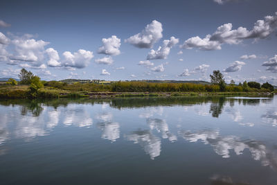 Scenic view of lake against sky