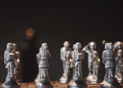 Close-up of chess against black background