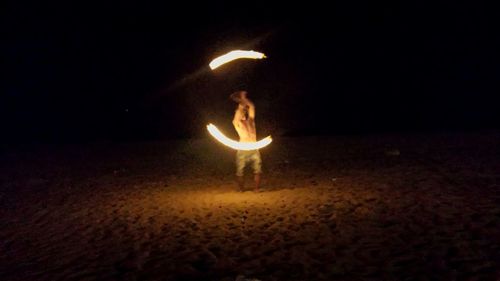 View of beach at night