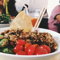 Close-up of served food in plate