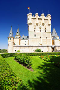 Historic building against clear blue sky