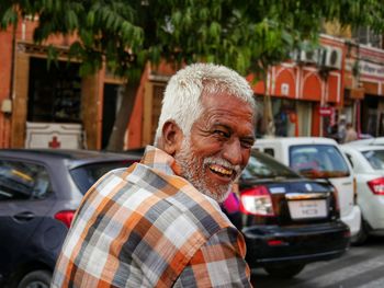 Portrait of man in car