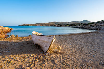 Scenic view of beach against clear sky