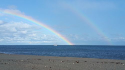 Scenic view of sea against cloudy sky