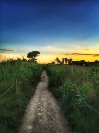 View of field against cloudy sky