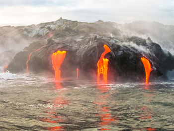 Active volcano by sea