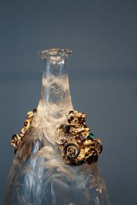 Close-up of glass bottle on table