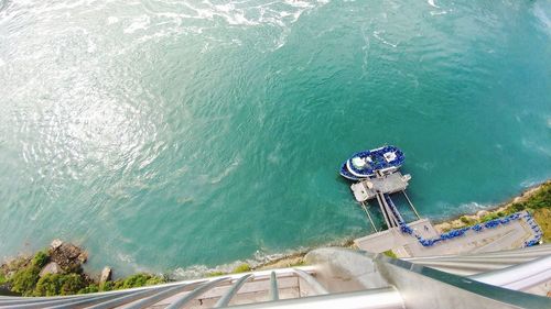 High angle view of boat in sea