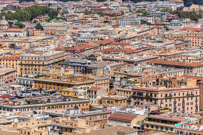 High angle view of buildings in city