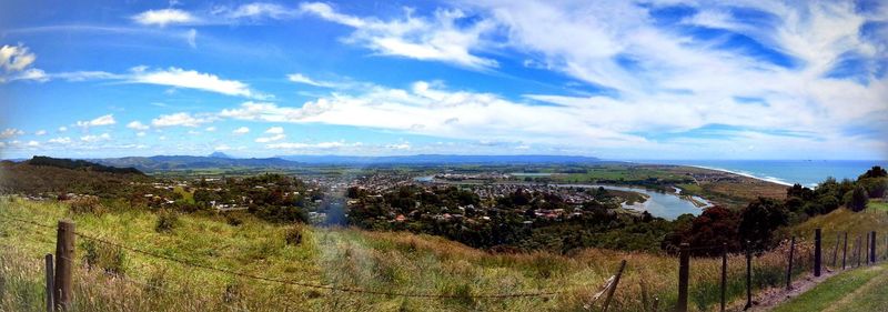 Scenic view of landscape against cloudy sky