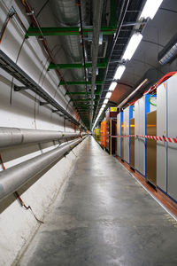 Illuminated corridor of building