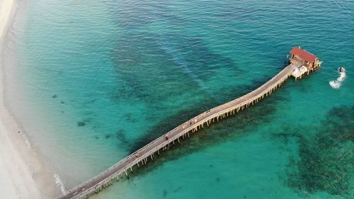 Aerial view of pier over sea