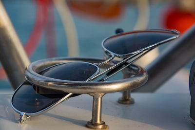 Close-up of eyeglasses on table