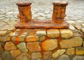 Close-up of rusty brick wall