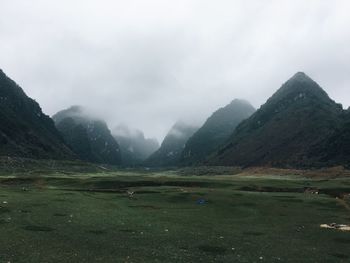 Scenic view of mountains against sky