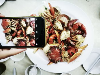 High angle view of meal served in plate