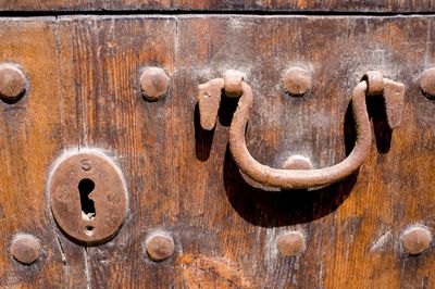 Close-up of rusty metal door