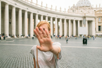 Tourists at amusement park
