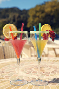 Close-up of drinks on table