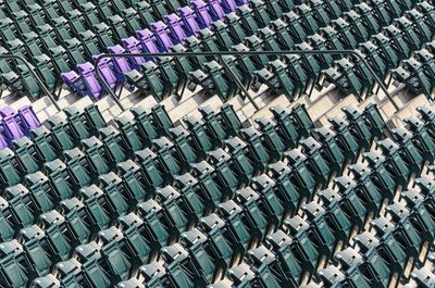 High angle view of chairs on floor