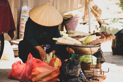 Various street food for sale in market