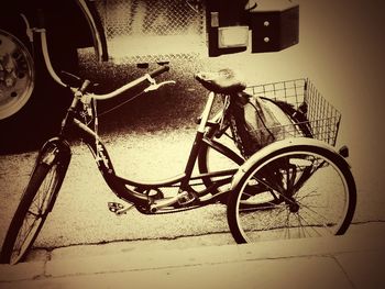 Bicycle parked on street