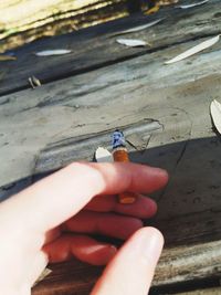 Close-up of woman smoking cigarette