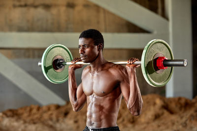 Man exercising in gym