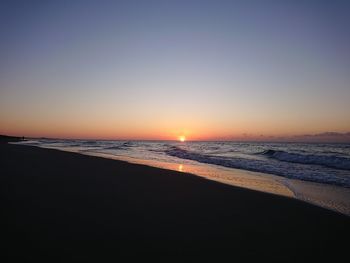 Scenic view of beach during sunset