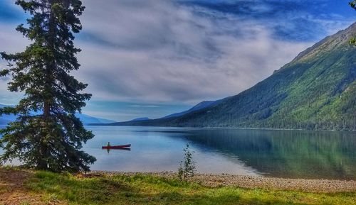 Scenic view of lake against sky