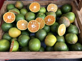 High angle view of fruits on table