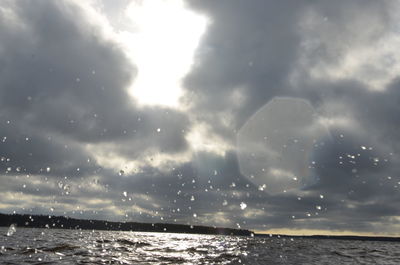 View of calm sea against cloudy sky