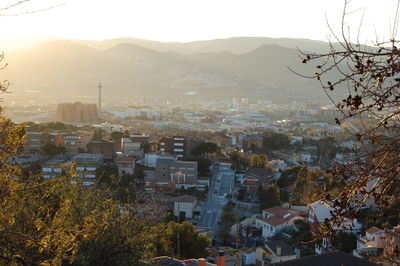 High angle view of cityscape against sky