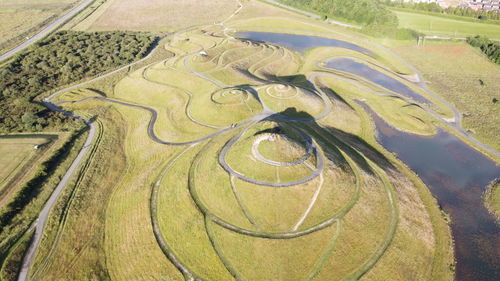 High angle view of agricultural field