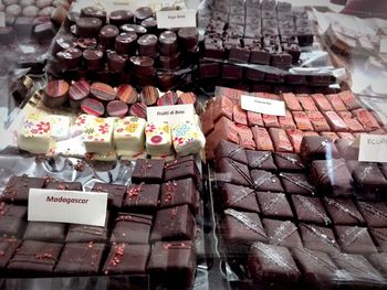 High angle view of food for sale in store
