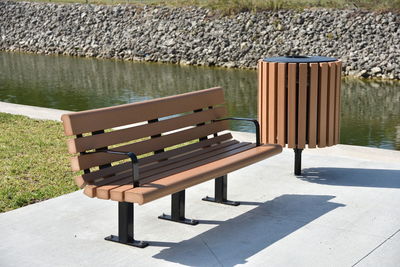 Deck chairs by lake