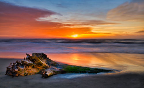 Scenic view of sea during sunset