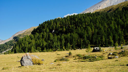 Scenic view of mountains against clear sky