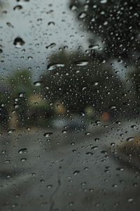 Full frame shot of raindrops on glass window