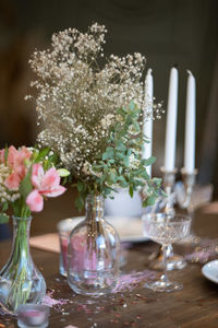 Close-up of flower vase on table