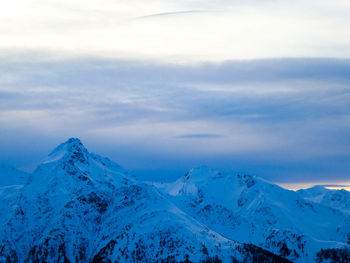 Twillight in snowy mountains